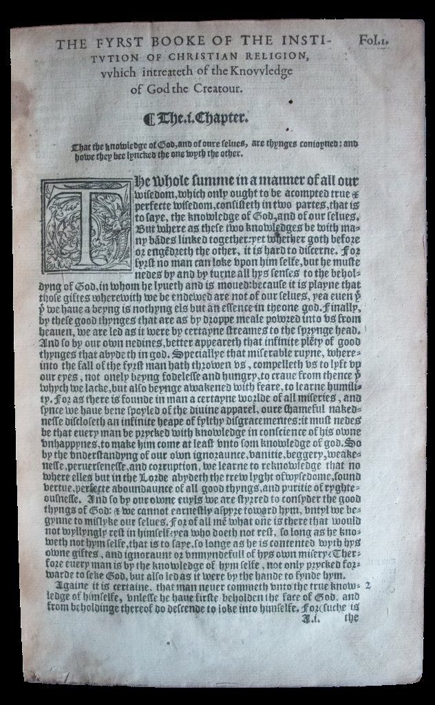 A rare example of the first appearance of Calvin’s ‘Institutes’ in the English tongue, 1561 A rare example of the first appearance of Calvin’s ‘Institutes’ in the English tongue, 1561