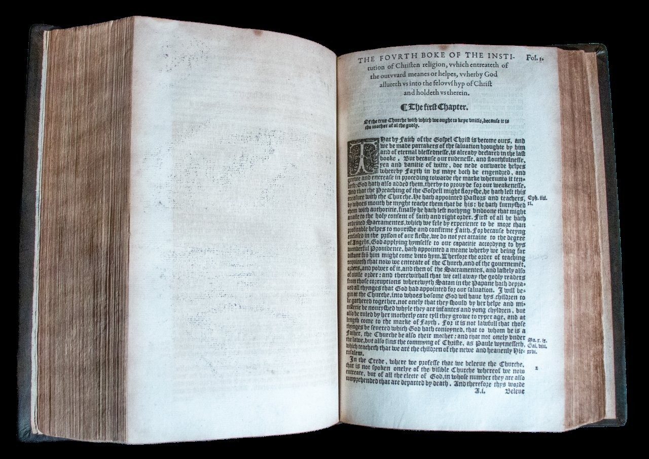 A rare example of the first appearance of Calvin’s ‘Institutes’ in the English tongue, 1561 A rare example of the first appearance of Calvin’s ‘Institutes’ in the English tongue, 1561