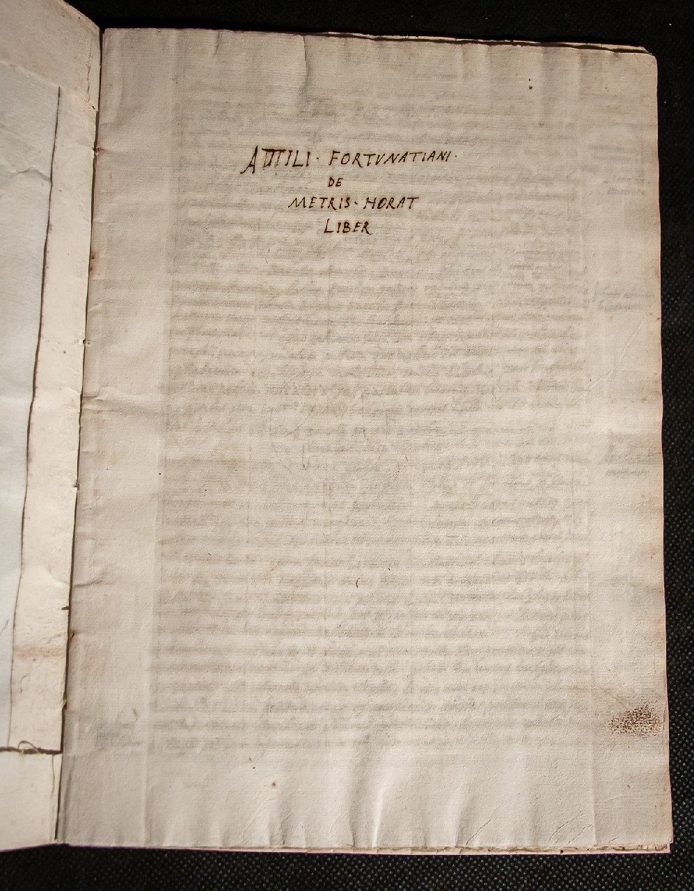 A teaching manuscript of Atilius Fortunatianus C16th – Ars de metris (portion)