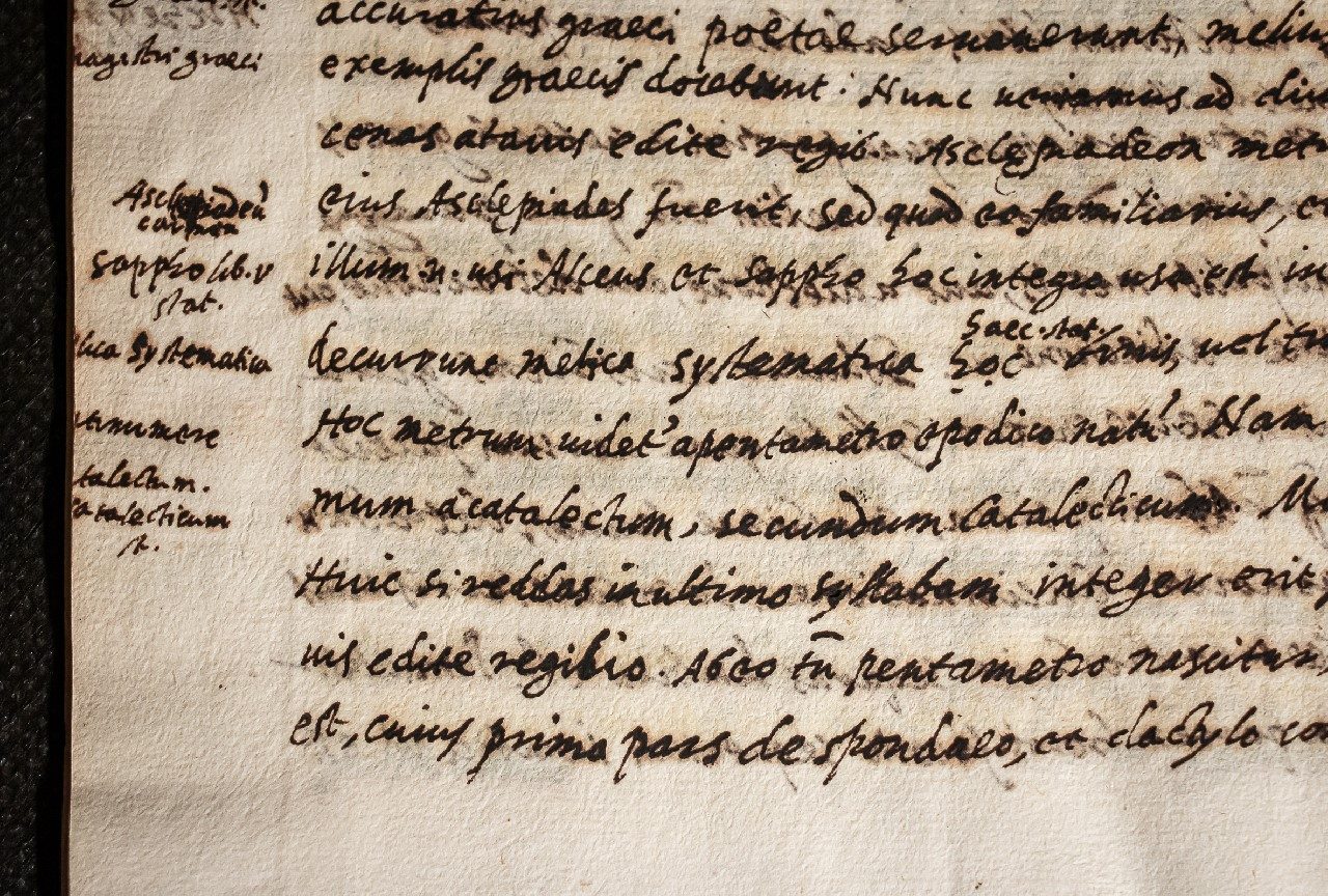 A teaching manuscript of Atilius Fortunatianus C16th – Ars de metris (portion)