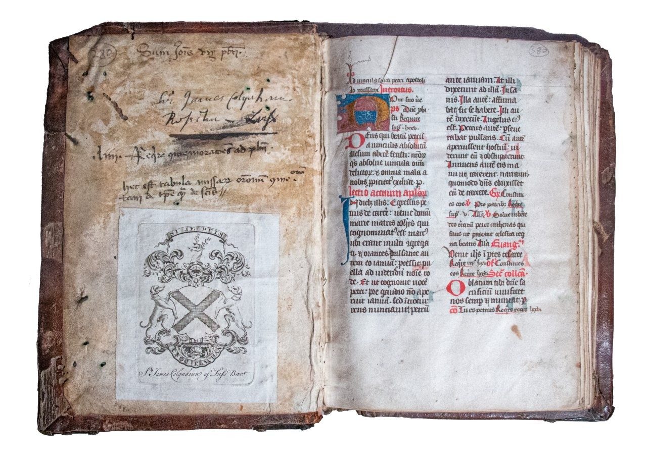 Illuminated ‘Tabula Missarum’ with 13 burnished gold initials, c.1450 Illuminated ‘Tabula Missarum’ with 13 burnished gold initials, c.1450