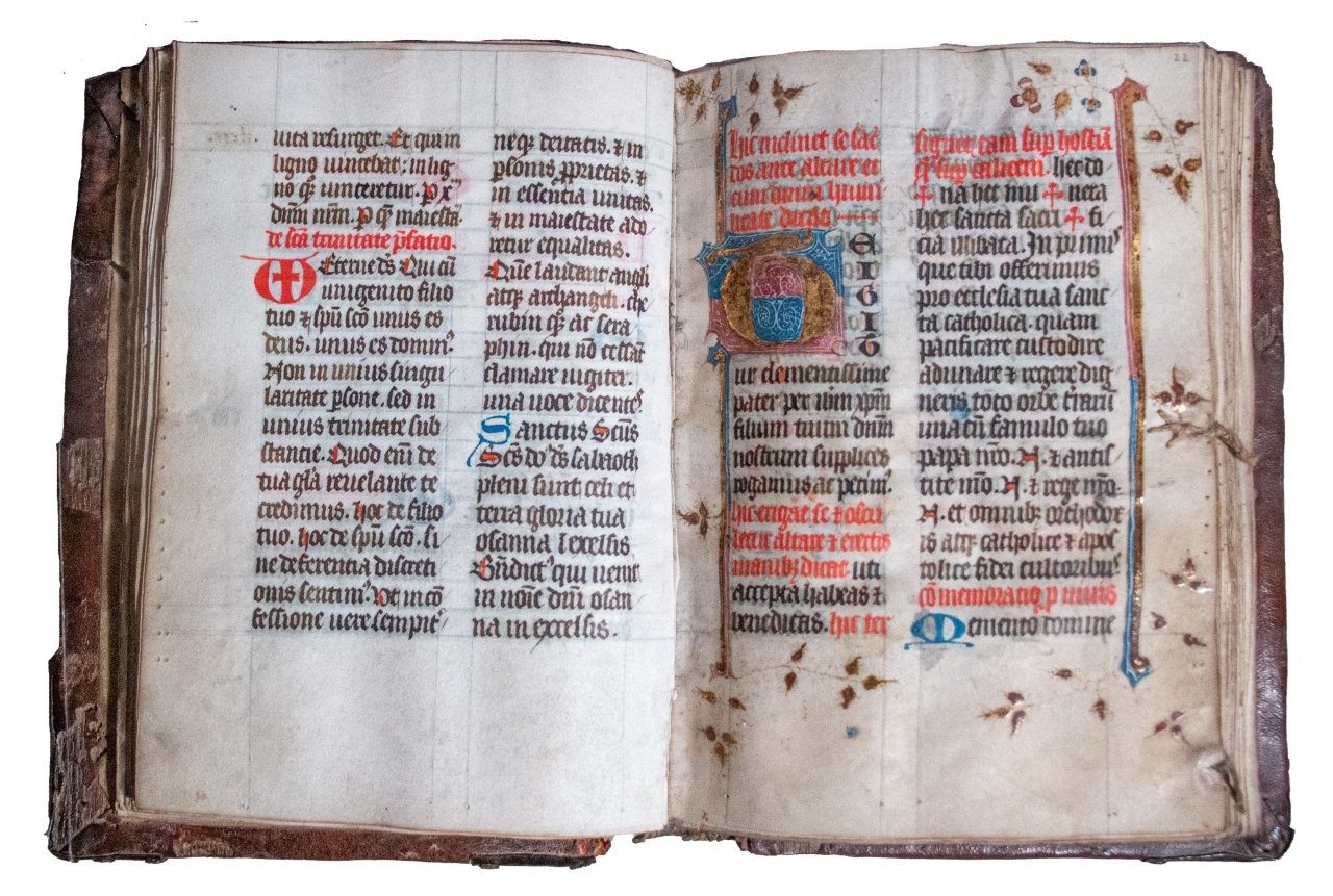 Illuminated ‘Tabula Missarum’ with 13 burnished gold initials, c.1450 Illuminated ‘Tabula Missarum’ with 13 burnished gold initials, c.1450