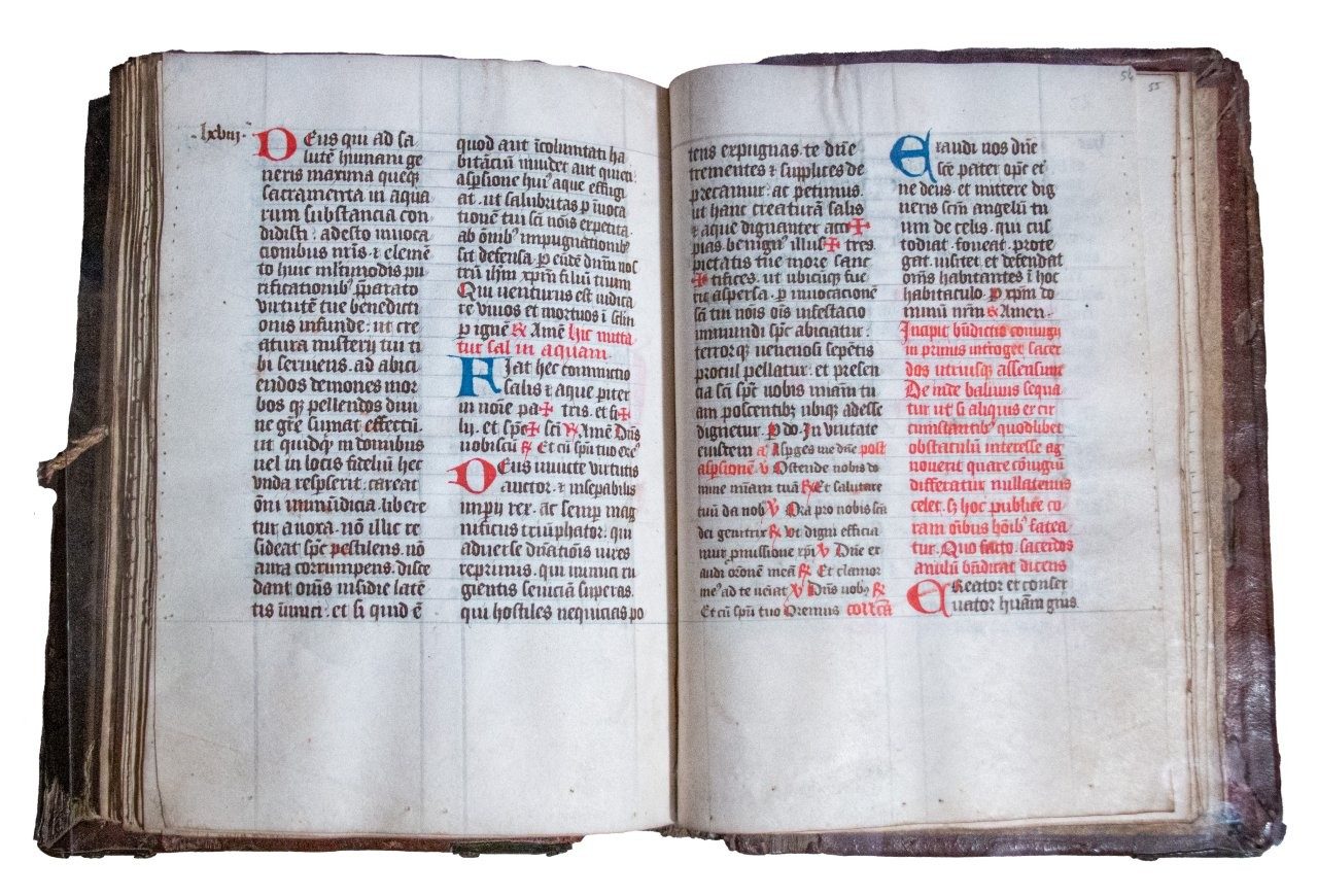 Illuminated ‘Tabula Missarum’ with 13 burnished gold initials, c.1450 Illuminated ‘Tabula Missarum’ with 13 burnished gold initials, c.1450