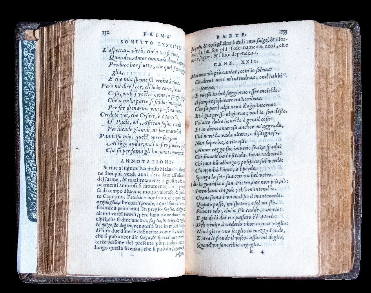 Gorgeous contemporary panel-stamped binding, Il Petrarca, 1564 Gorgeous contemporary panel-stamped binding, Il Petrarca, 1564