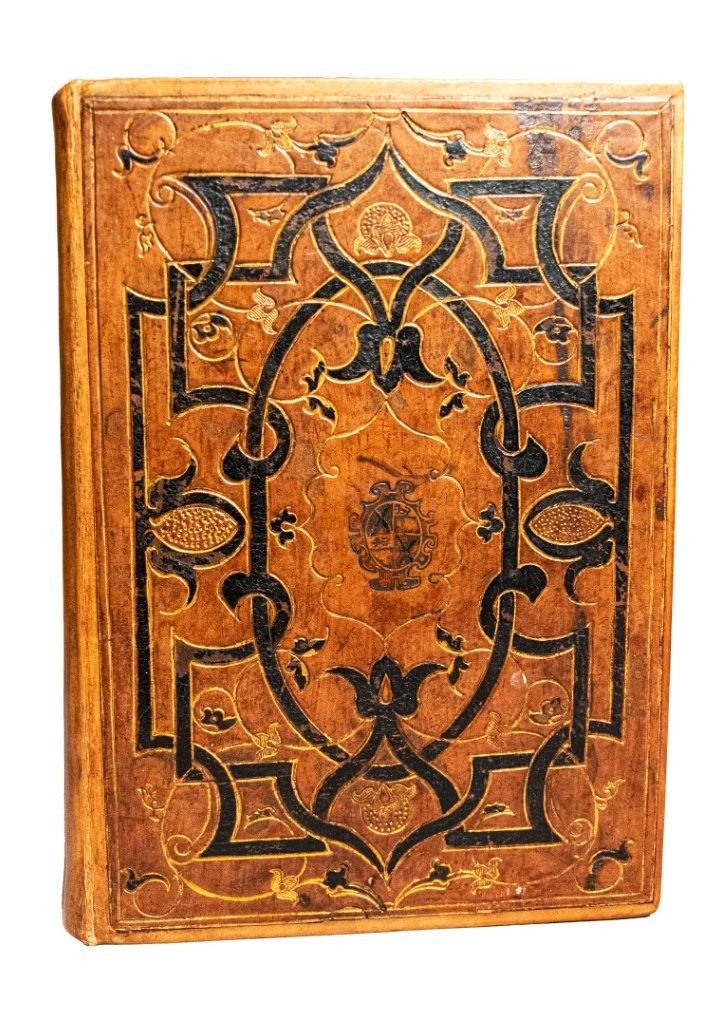A Thomas Wotton binding on a C16th copy of Petrarch and rebound by Sangorski for Bernard Quaritch