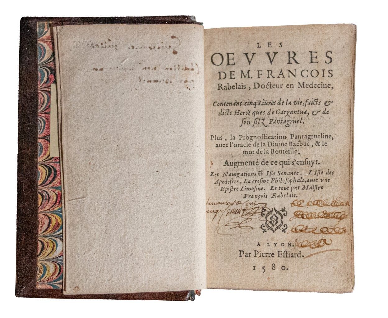 Rare C16th Lyon edition of Rabelais on an exquisite Ghent binding of Pieter de Keysere