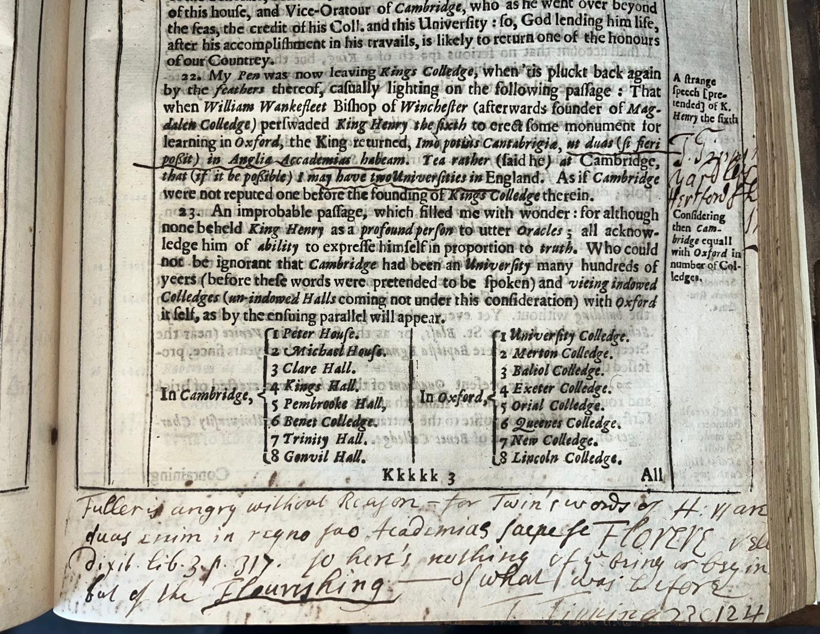 An annotated copy of Thomas Fuller’s The Church-History of Britain (1656) possibly owned by Rev. Thomas Tilling (fl.1710-1735)