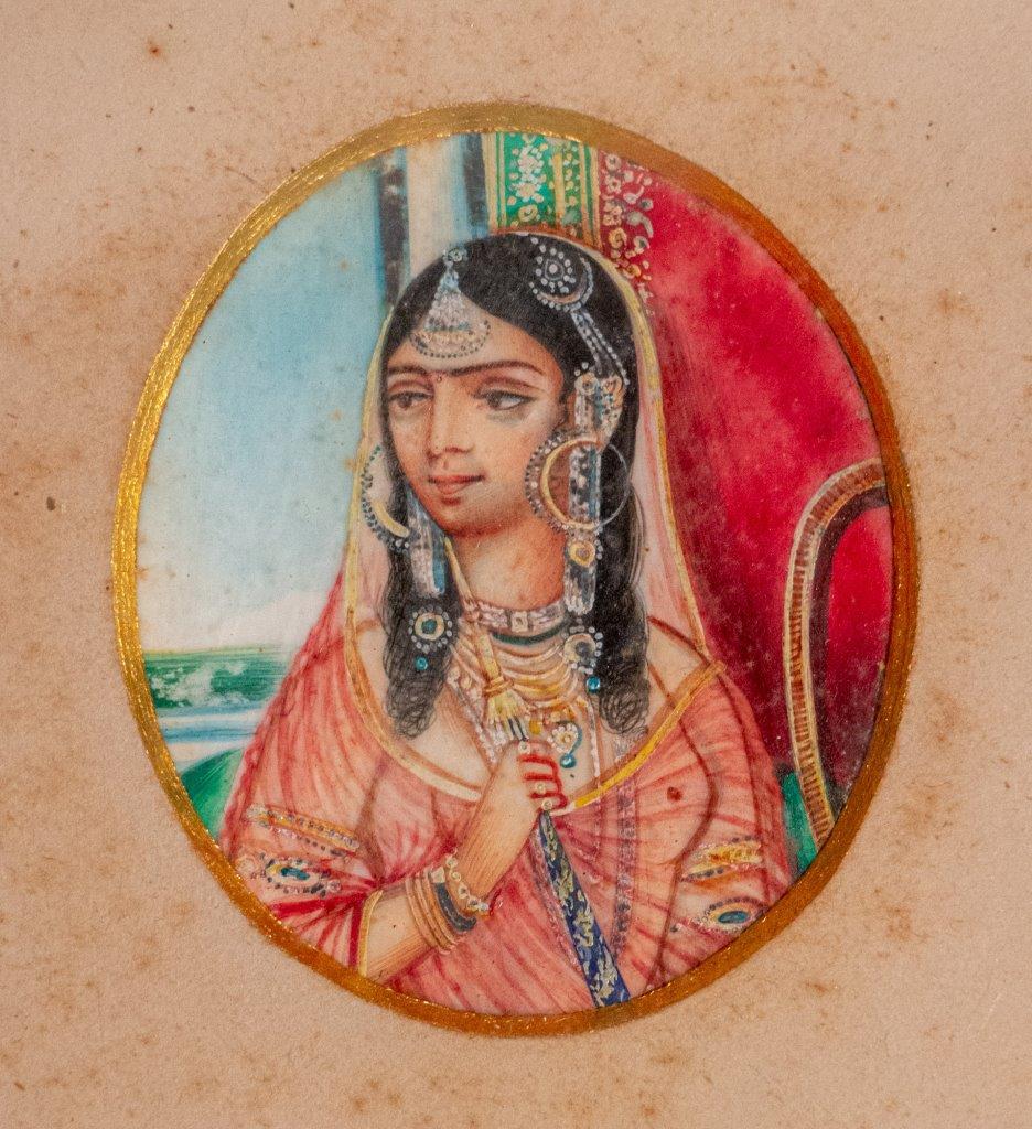 Three fine portrait miniatures of C19th Indian Princesses