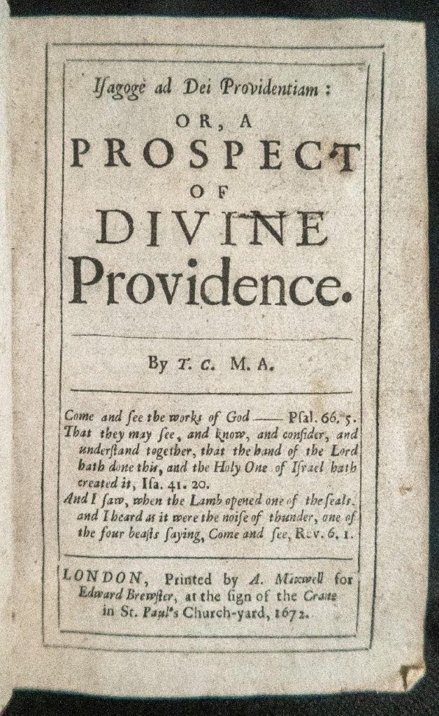 A Prospect of Divine Providence, a rare English work 1672 loved by John Wesley