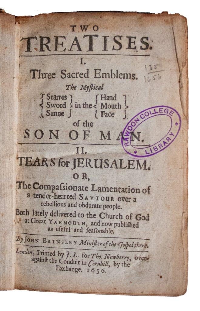 Three Sacred Emblems and Tears for Jerusalem: A Rare Puritan Call to Repentance and Holy Fear (1656)