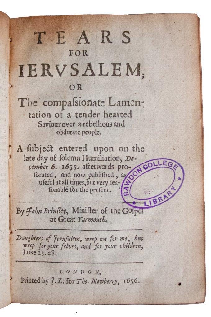 Three Sacred Emblems and Tears for Jerusalem: A Rare Puritan Call to Repentance and Holy Fear (1656)