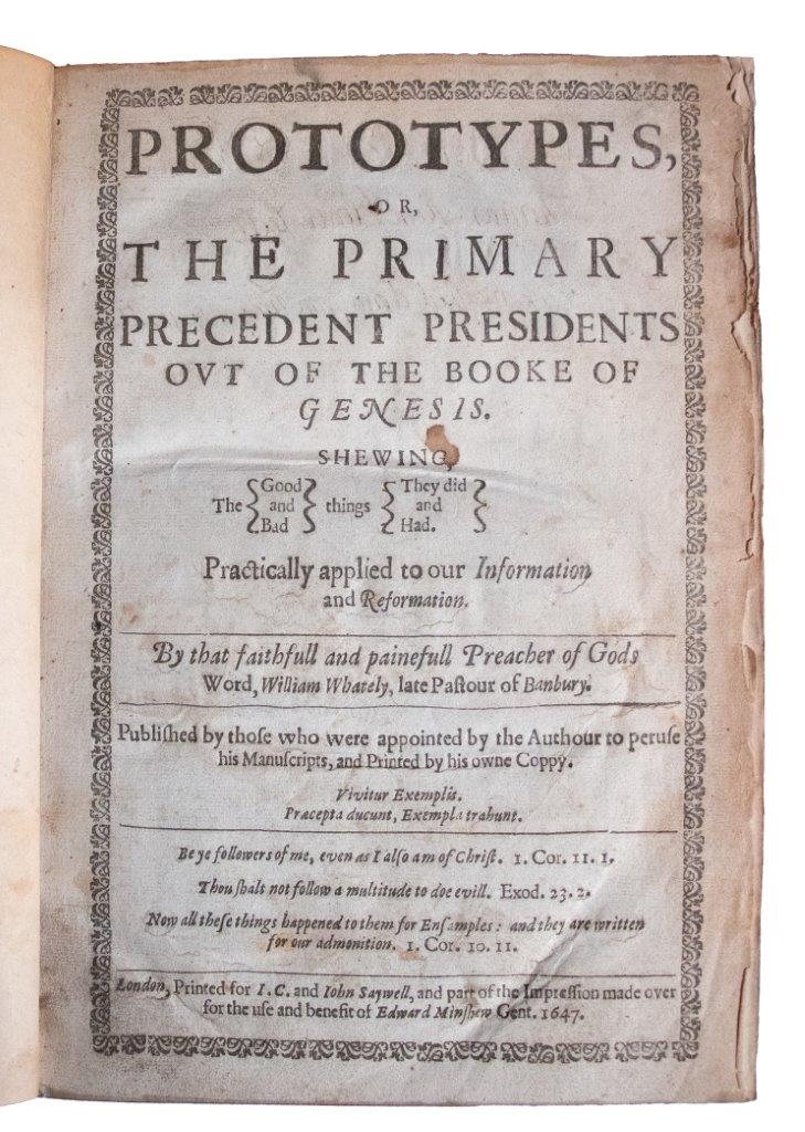 Biblical Lives as Moral Mirrors: A Rare Posthumous Puritan Classic from the Pulpit of Banbury. [1647]