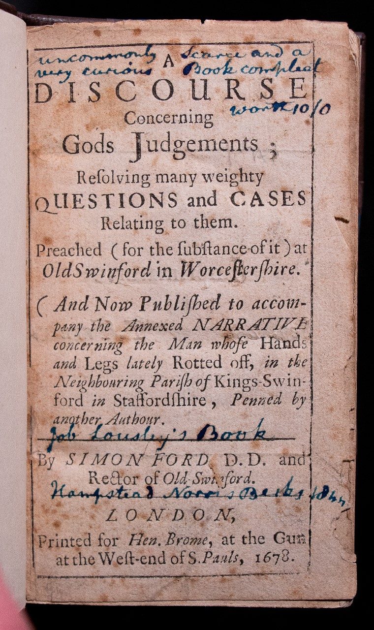 A discourse concerning Gods judgements by Simon Ford, London 1678