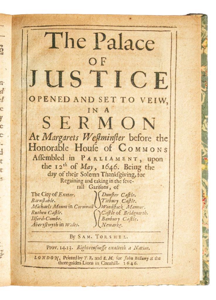 The Palace of Justice Opened: A Parliamentary Thanksgiving Sermon for Victory in the Civil War (1646) The Palace of Justice Opened: A Parliamentary Thanksgiving Sermon for Victory in the Civil War (1646)