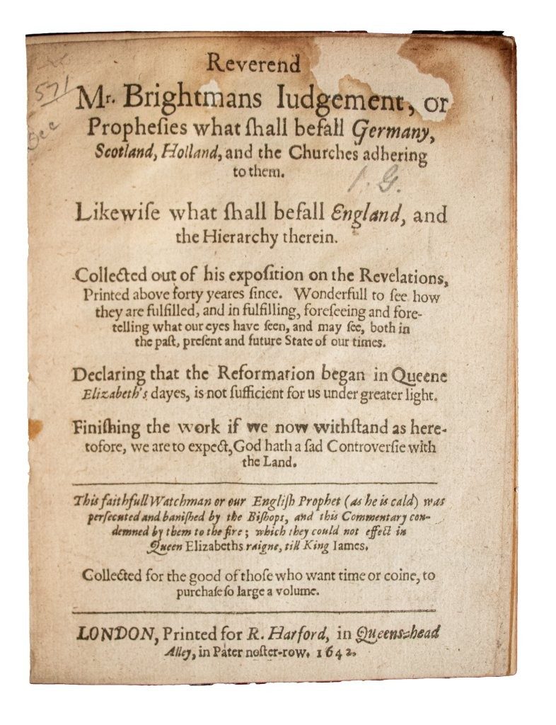 ‘God Hath a Sad Controversie with the Land’: A Rare Apocalyptic Pamphlet from the Opening Year of the English Civil War. [1642]
