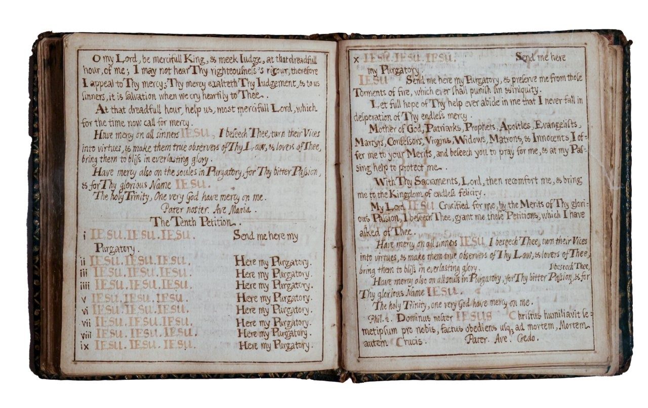 Small enough to conceal, a dangerous text from Elizabethan England in manuscript, 1583. Recusant manuscript prayerbook.