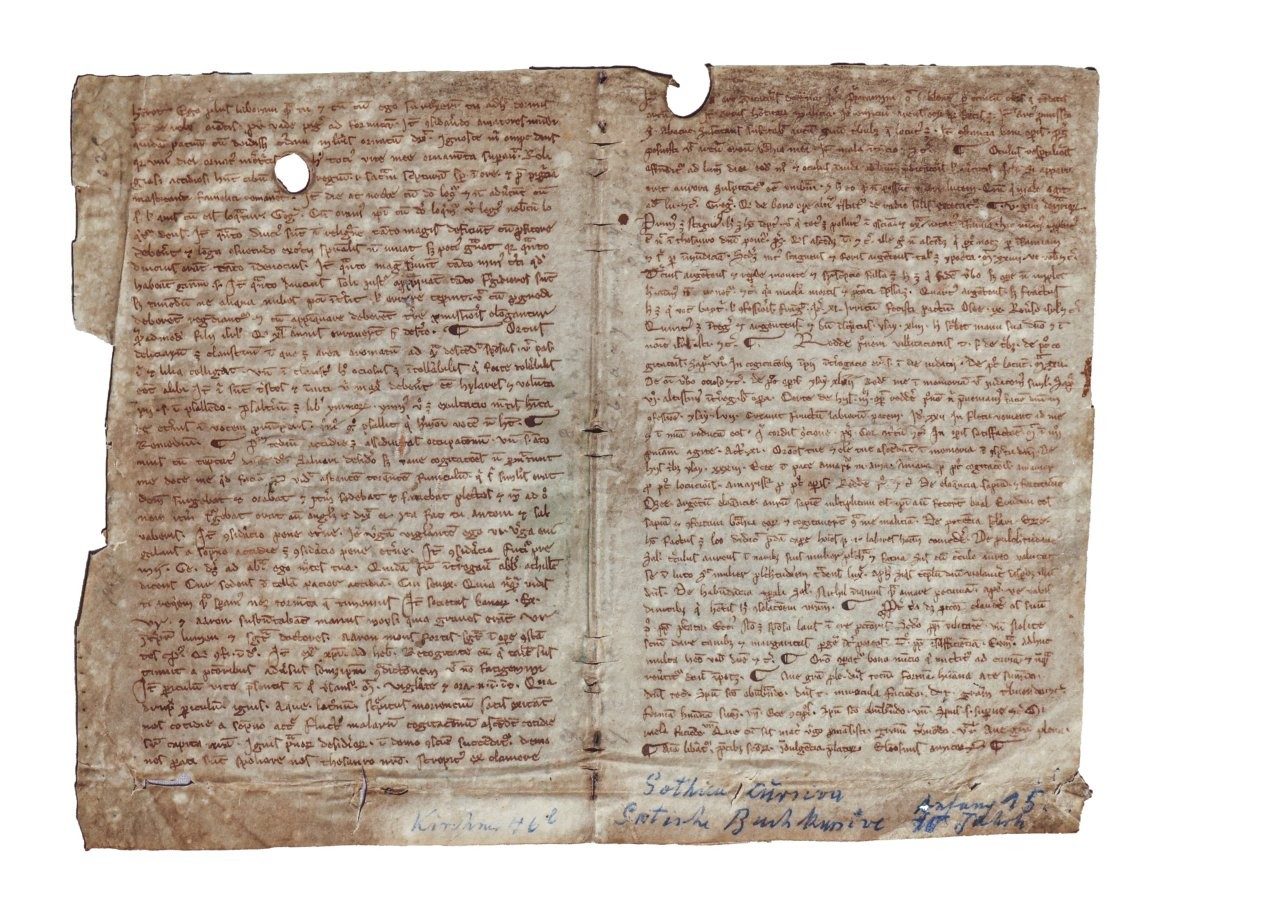 A bifolia, manuscript portable 13th-Century Preacher’s book in minute script, Germany A bifolia, manuscript portable 13th-Century Preacher’s book in minute script, Germany
