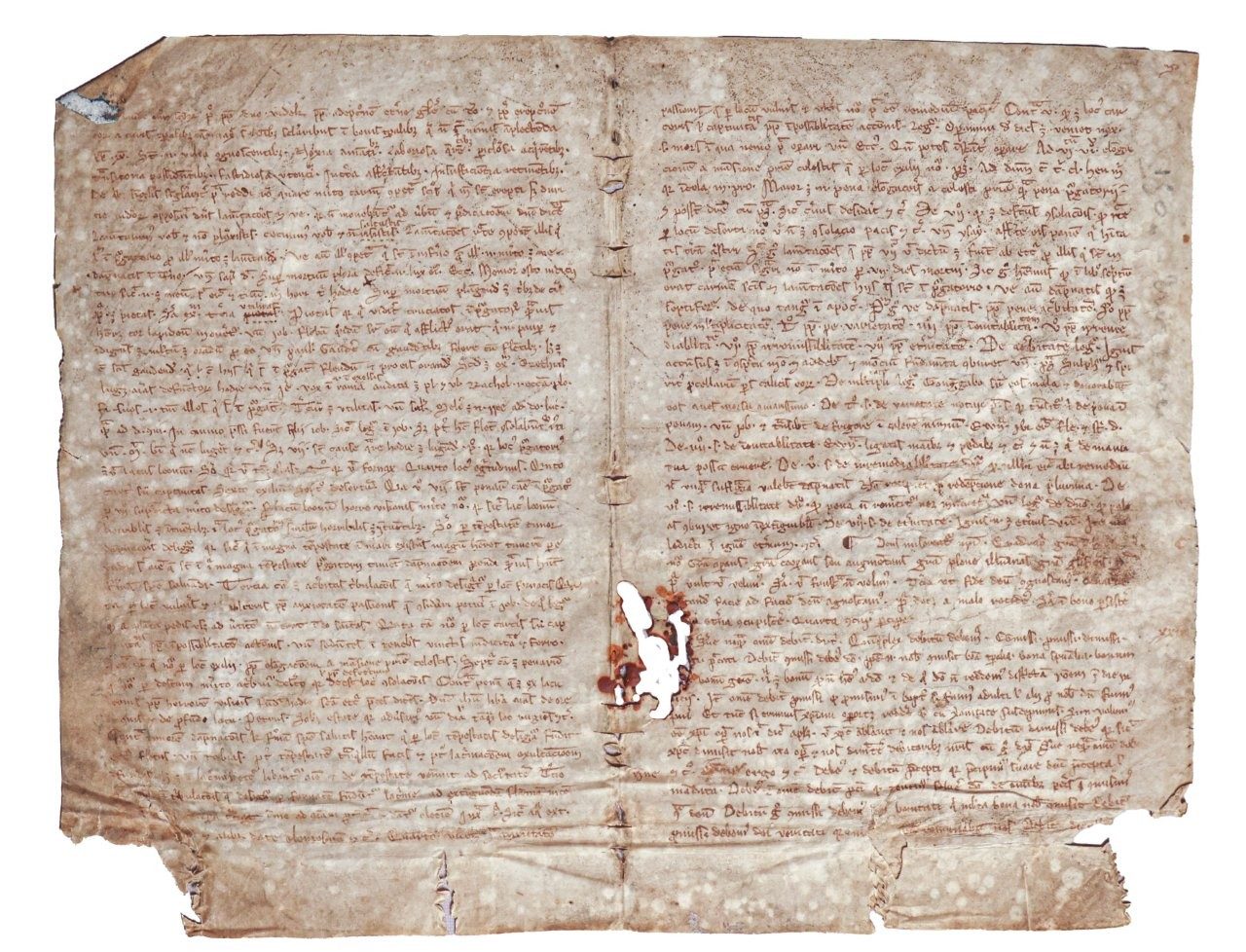A bifolia, manuscript portable 13th-Century Preacher’s book in minute script, Germany A bifolia, manuscript portable 13th-Century Preacher’s book in minute script, Germany