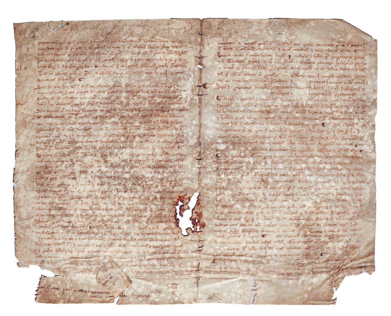 A bifolia, manuscript portable 13th-Century Preacher’s book in minute script, Germany A bifolia, manuscript portable 13th-Century Preacher’s book in minute script, Germany
