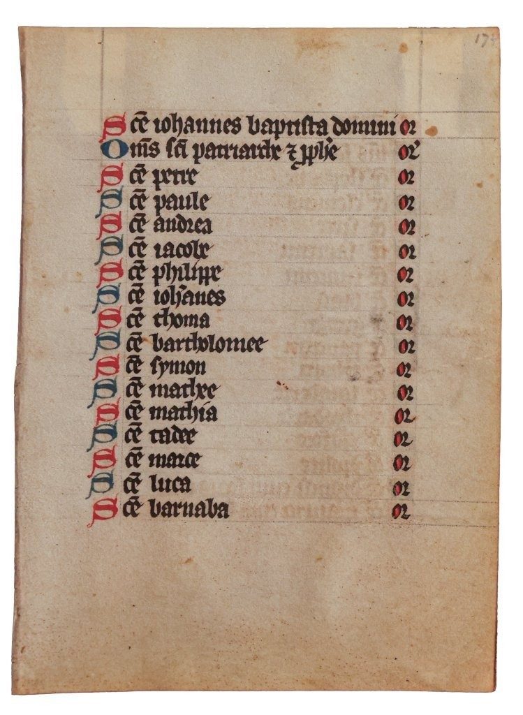 Calendar leaf from a Book of Hours mid-C15th, France