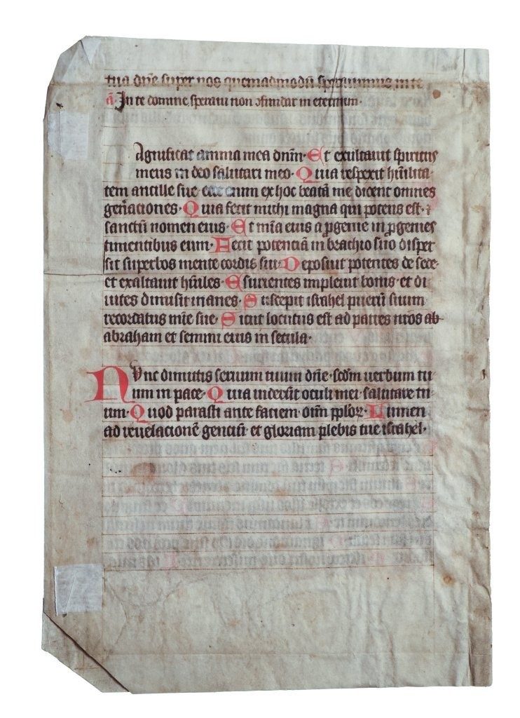 Magnificat Anima Mea Dominum. Bifolium from a 15th-Century Psalter Manuscript on vellum Germany, 15th century