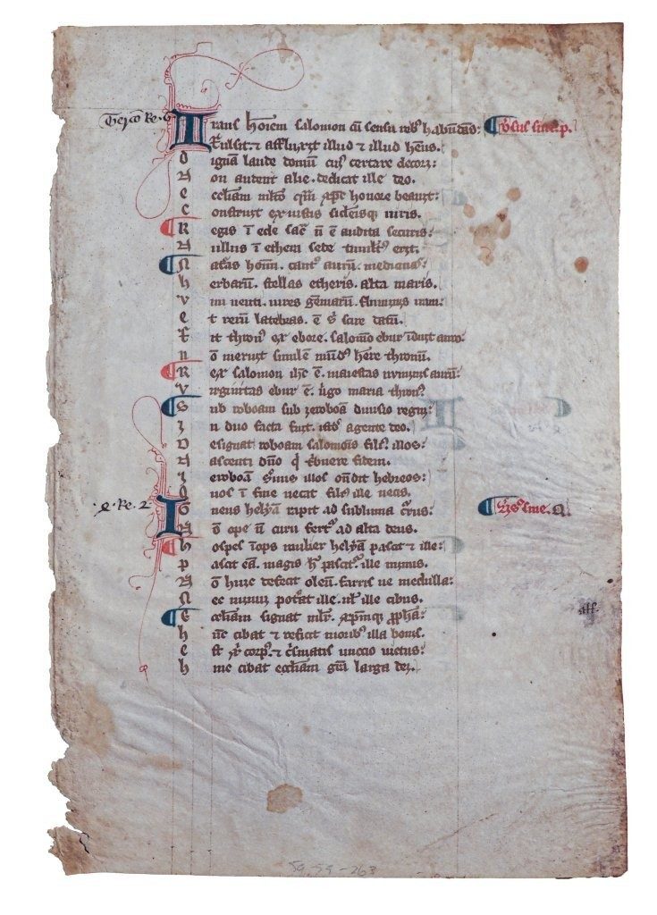 Leaf from a Large English Manuscript of Aurora, in the First Redaction of Aegidius of Paris c.1375