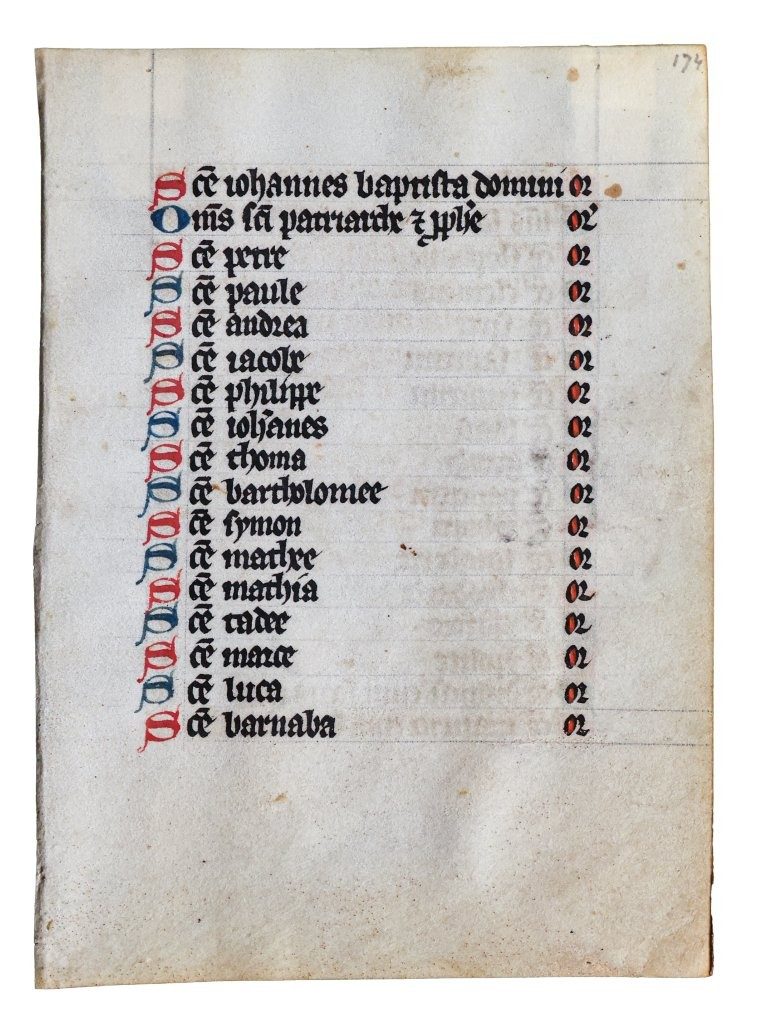 Calendar leaf from a Book of Hours mid-C15th, France