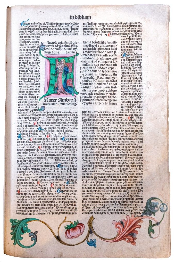 Nicholas of Lyra portrayed in an Illuminated Koberger Bible, 1493